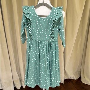 Ollie Jay - Girls Adelisa Ruffle Dress - Fern Dot - Size: 6Y